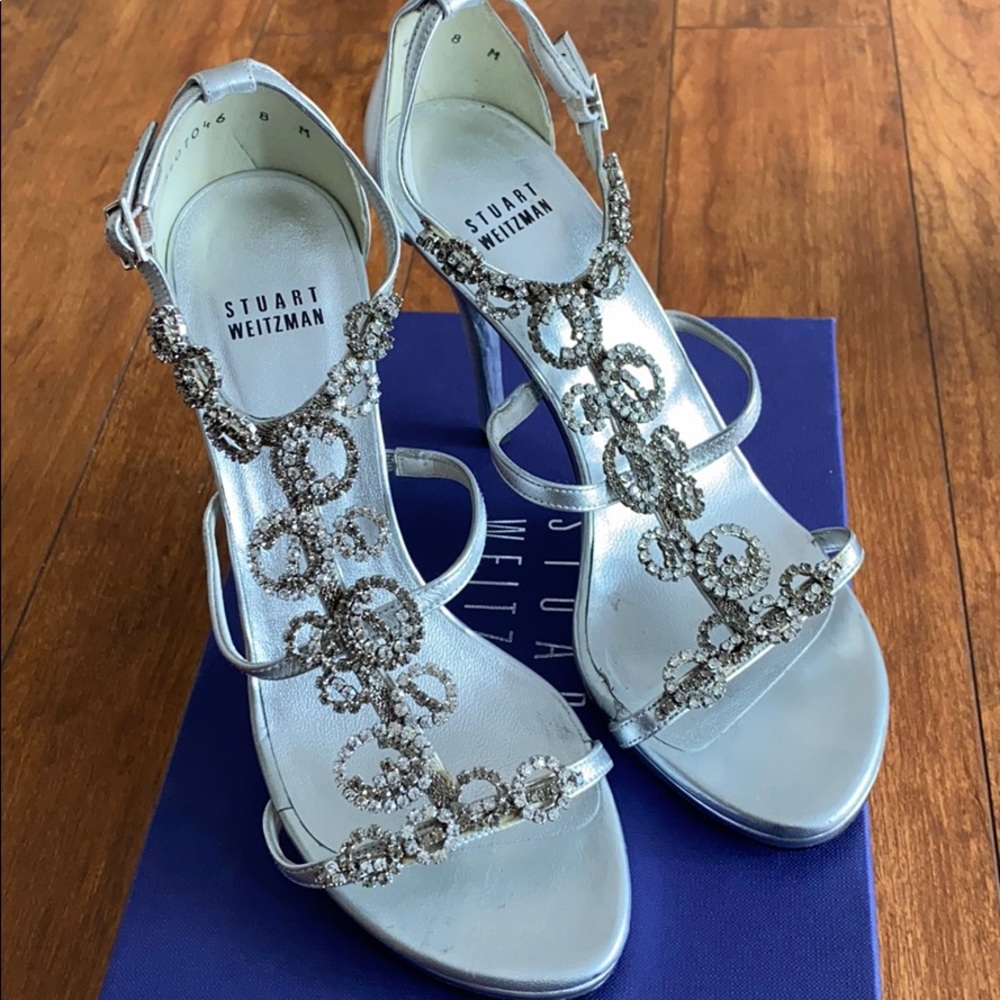 Stuart Weitzman Brillag Swarovski Jewel T Strap Evening Sandals
